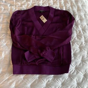 Express Satin V Neck Long Sleeve Top Size XS